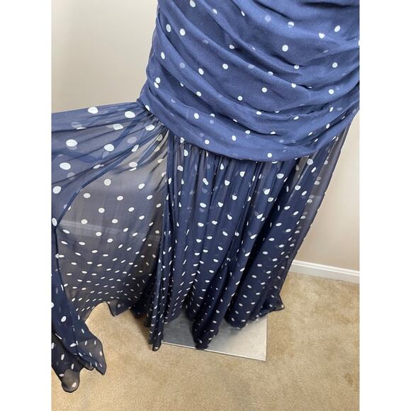 Retrofete Annalise Strapless Polkadot Ruched Navy Blue Maxi Dress Size XS - Picture 6 of 14